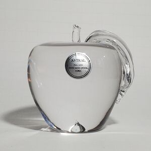 ASTRAL Full Lead Handmade Crystal Apple Paperweight Figurine Clear Art Glass New